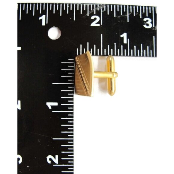 Strand Square Rolled Rope Design Vtg Cufflinks Gold Tone Tux Wedding Formal IOB - Picture 6 of 11